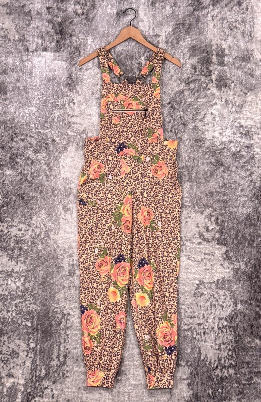 Swaay Overall Jumpsuit Large Womens Leopard Floral Print